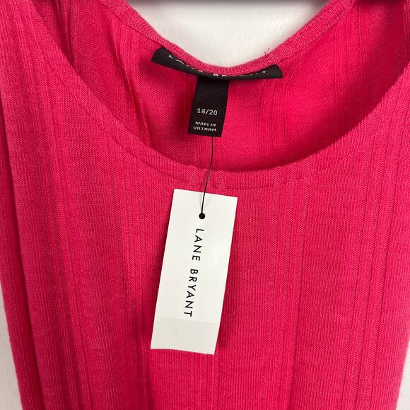 Lane Bryant Ribbed Twisted Strap Pink Sleeveless Midi Dress - Size 18-20 - NWT - Picture 2 of 9